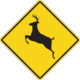 Yellow deer crossing sign