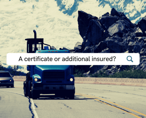 A search box floating on top of an image of a hauling truck driving up a steep mountain highway.