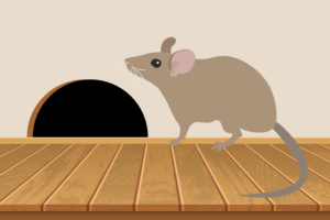 Cartoon of a mouse inside a house